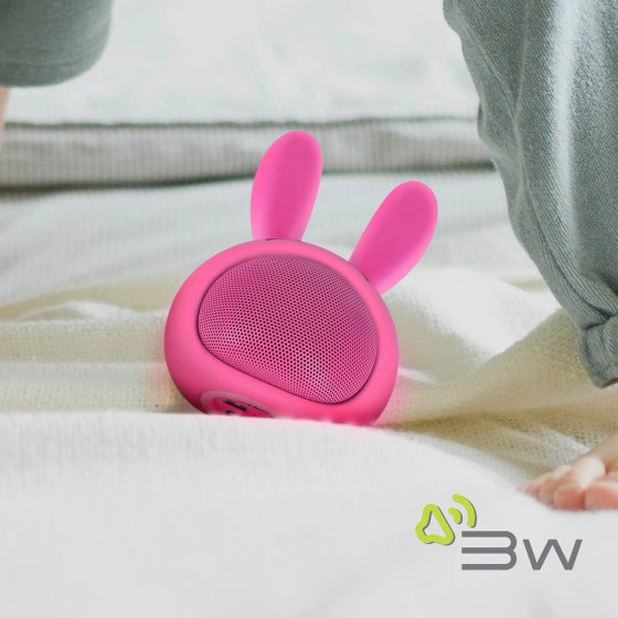 Moxie Enceinte Bluetooth 3W Autonomie 3h Design Lapin Lumineux Rose