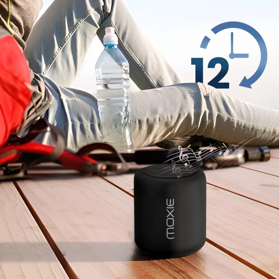 Moxie Enceinte Portable Bluetooth Étanche avec Autonomie 12 Heures Noir