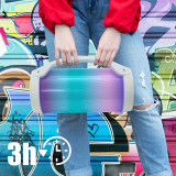 PARTY Enceinte Sans Fil Lumineuse Modèle Party Bluetooth 5.0 50W avec Poignée Blanc