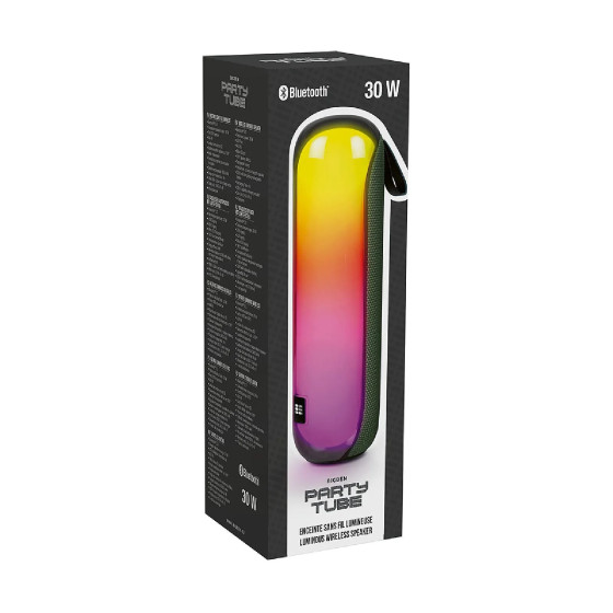 PARTY Enceinte Sans Fil Modèle Party Tube Bluetooth 5.3 avec Effets Lumineux 30W Vert