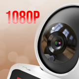 XO Caméra de Surveillance Connectée WiFi avec Écran Ful HD Rotation 350° Blanc