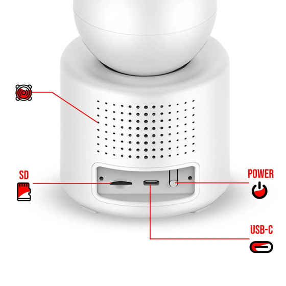 XO Caméra de Surveillance Connectée WiFi avec Écran Ful HD Rotation 350° Blanc