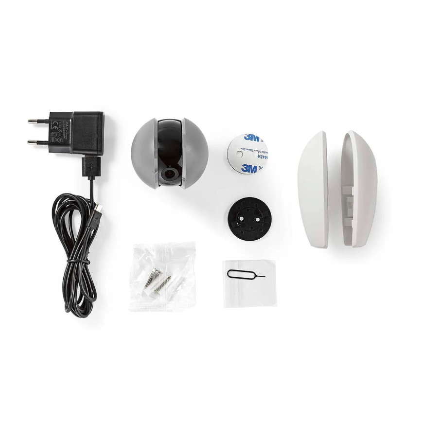 Nedis Caméra de surveillance Intelligente Full HD 1080p avec Caches Détachables Gris