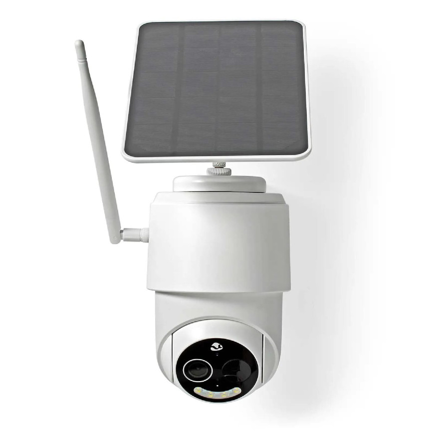 Nedis Caméra de Surveillance Extérieur Intelligente Full HD 1080p avec Panneau Solaire Blanc