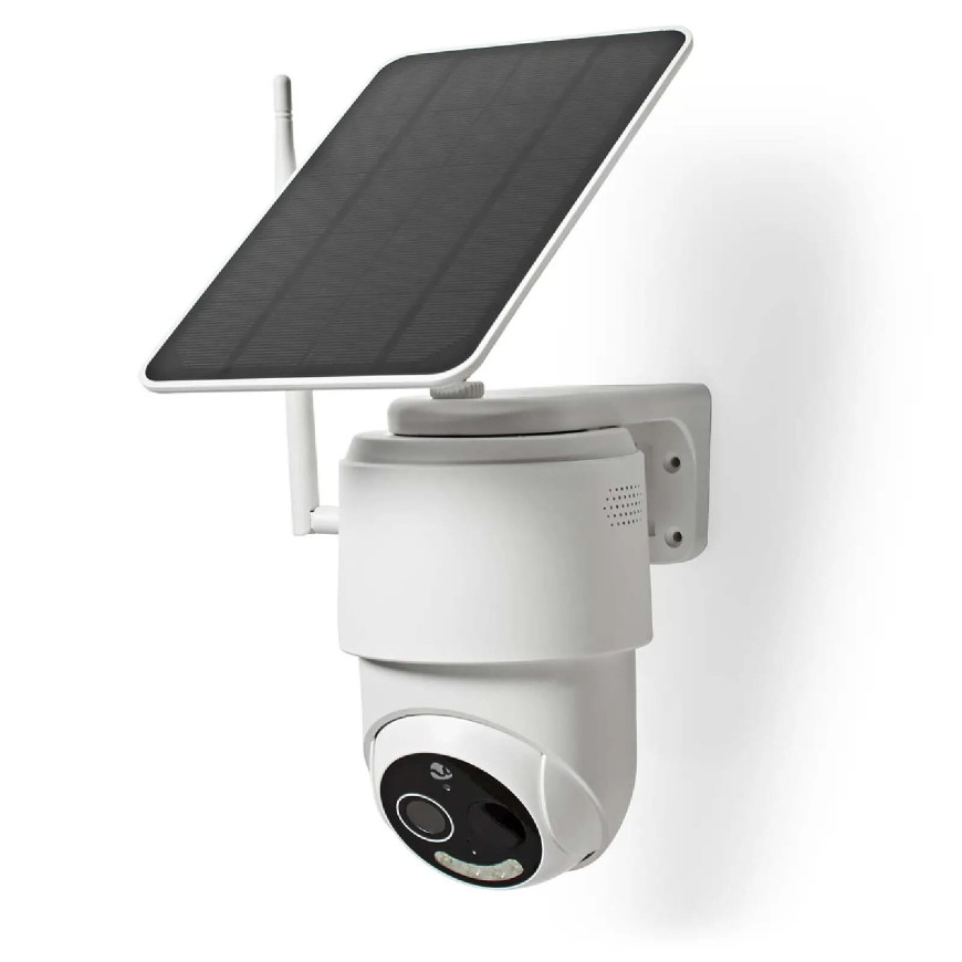 Nedis Caméra de Surveillance Extérieur Intelligente Full HD 1080p avec Panneau Solaire Blanc