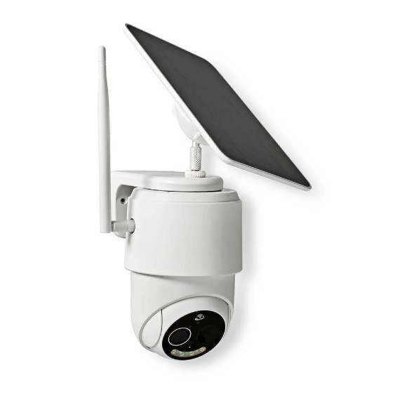 Nedis Caméra de Surveillance Extérieur Intelligente Full HD 1080p avec Panneau Solaire Blanc