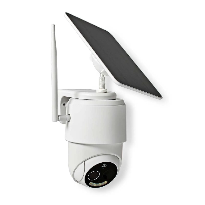 Nedis Caméra de Surveillance Extérieur Intelligente Full HD 1080p avec Panneau Solaire Blanc
