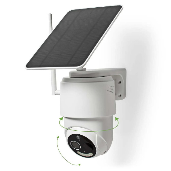 Nedis Caméra de Surveillance Extérieur Intelligente Full HD 1080p avec Panneau Solaire Blanc