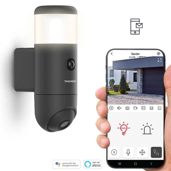 Thomson - Caméra motorisée extérieure avec lampe intégrée