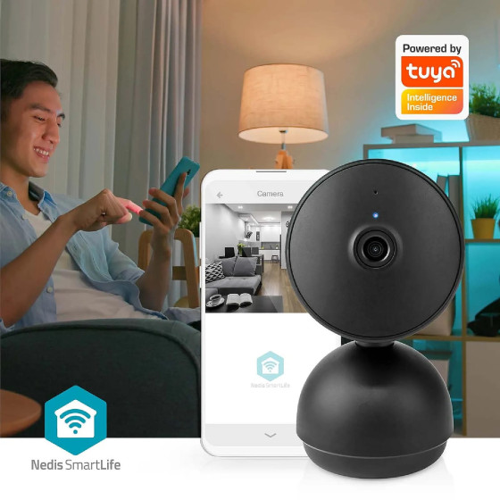 Nedis Caméra de surveillance Intelligente Full HD 1080p avec Base en Forme de Dôme Noir