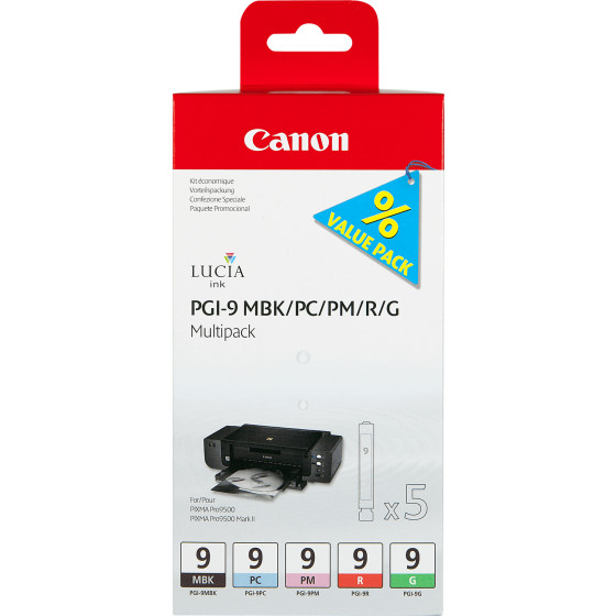 Multipack de 5 cartouches d'encre Canon PGI-9 MBK/PC/PM/R/G