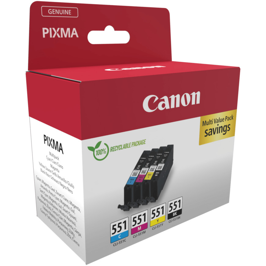 Multipack de cartouches d'encre Canon CLI-551 BK/C/M/Y