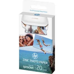 PAPIER PHOTO À DOS ADHÉSIF ZINK HP SPROCKET, 20 FEUILLES, 5 X 7,6 CM (W4Z13A)