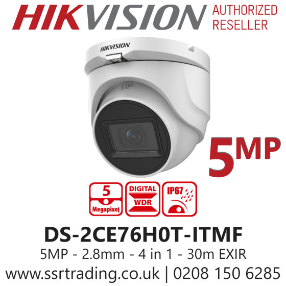 Caméra HIKVISION Interne Fixed Turret 5MP,IP67, IR30m 12M (DS-2CE76H0T-ITMF(C))