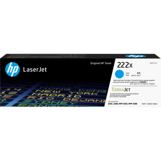 Toner HP 222X Cyan - HP d'origine (W2221X)