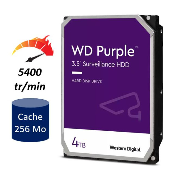 WESTERN DIGITAL Purple Disque Dur Interne d'enregistrement 3,5" 2To 12M (WD20PURX)