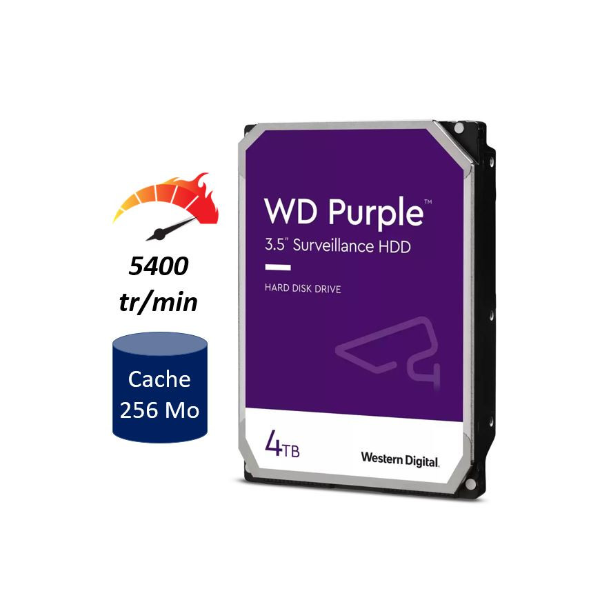 WESTERN DIGITAL Purple Disque Dur Interne d'enregistrement 3,5" 2To 12M (WD20PURX)