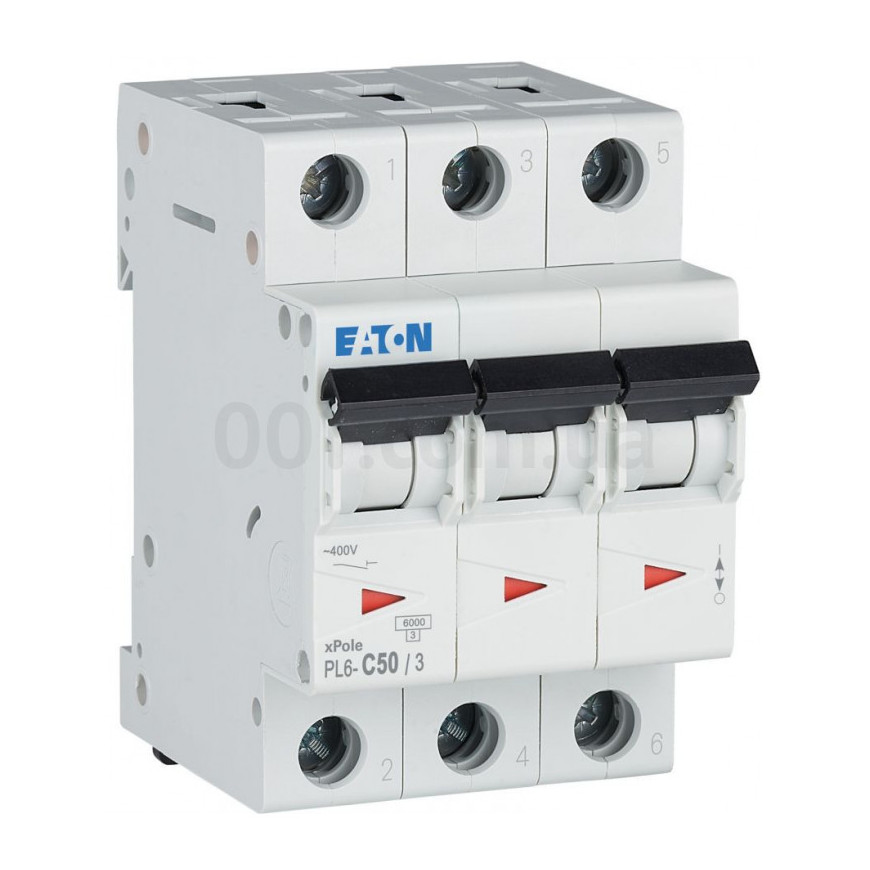 Disjoncteur modulaire 3P C 50A 6KA (PLS6-C50/3-MW)