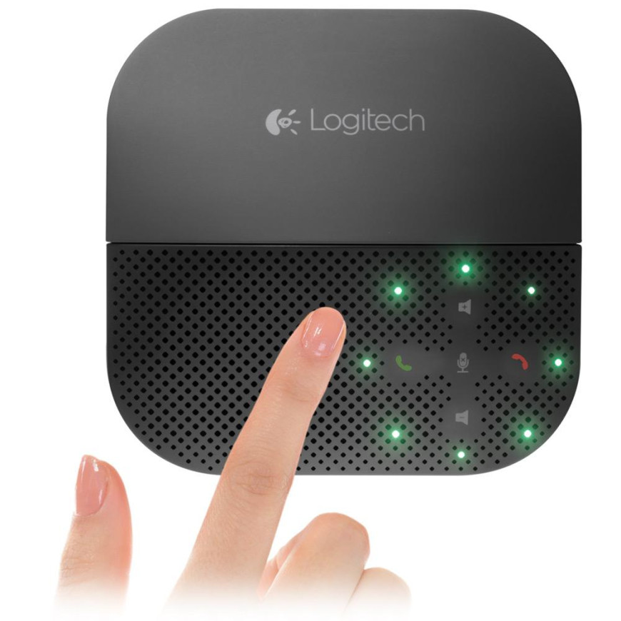 Logitech Mobile Speakerphone P710e up to 15 hours of talk time. Noise-cancelling mic and speaker offer clear sound on bo
