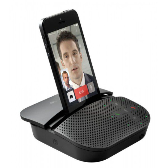 Logitech Mobile Speakerphone P710e up to 15 hours of talk time. Noise-cancelling mic and speaker offer clear sound on bo