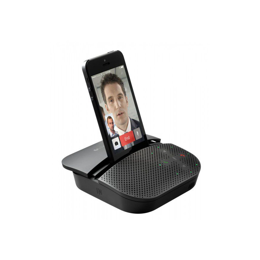 Logitech Mobile Speakerphone P710e up to 15 hours of talk time. Noise-cancelling mic and speaker offer clear sound on bo