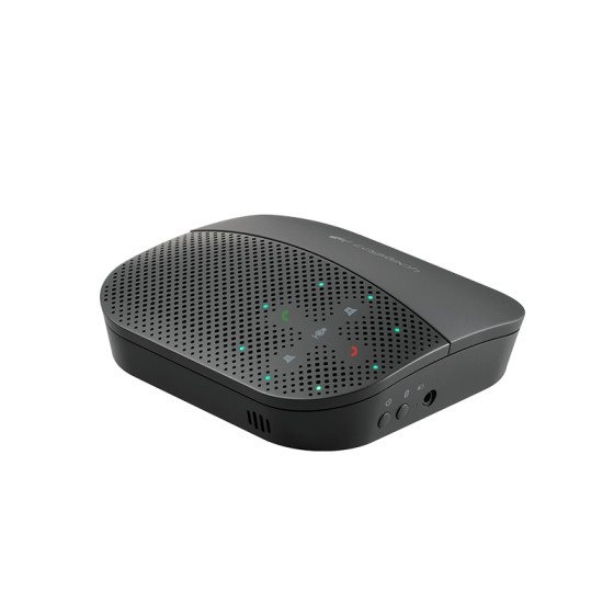 Logitech Mobile Speakerphone P710e up to 15 hours of talk time. Noise-cancelling mic and speaker offer clear sound on bo