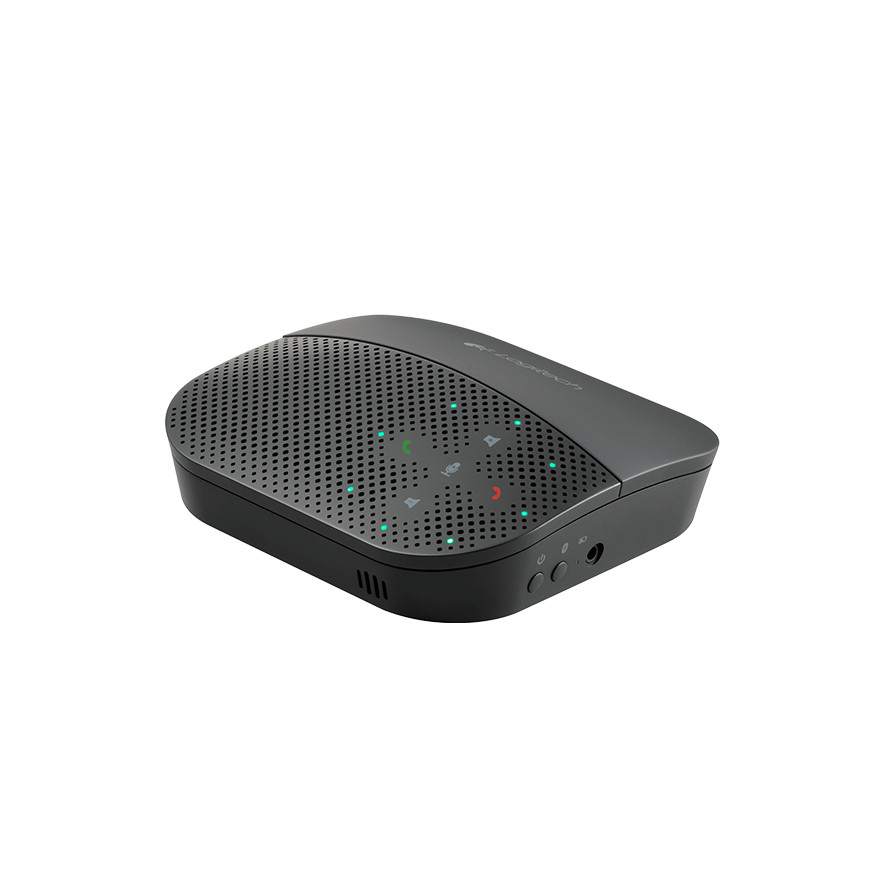 Logitech Mobile Speakerphone P710e up to 15 hours of talk time. Noise-cancelling mic and speaker offer clear sound on bo