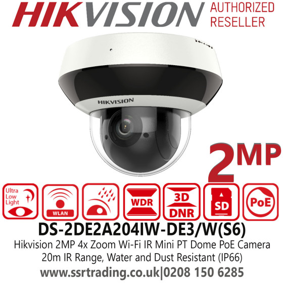 Caméra HIKVISION Interne IP Mini PTZ 2MP 4X IP66 12M (DS-2DE2A204IW-DE3(S6))