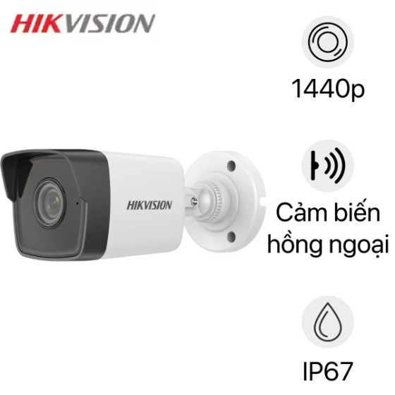 Camera HIKVISION Externe IP Fixed Bullet 4MP IP67, IR30m Audio 12M (DS-2CD1043G0-IUF)
