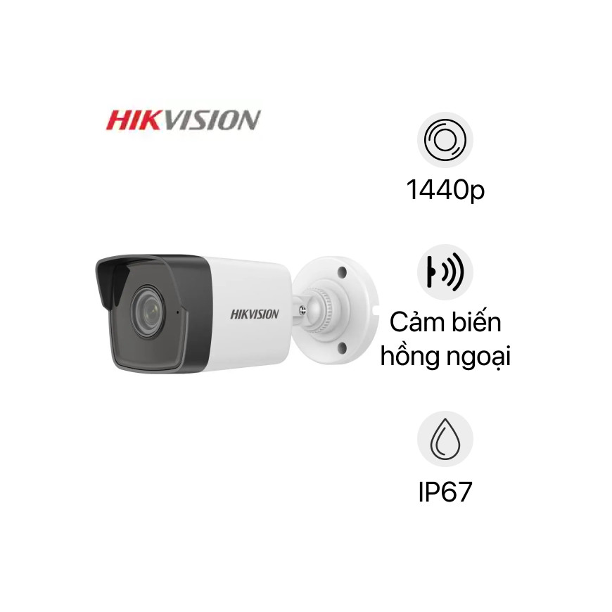 Camera HIKVISION Externe IP Fixed Bullet 4MP IP67, IR30m Audio 12M (DS-2CD1043G0-IUF)