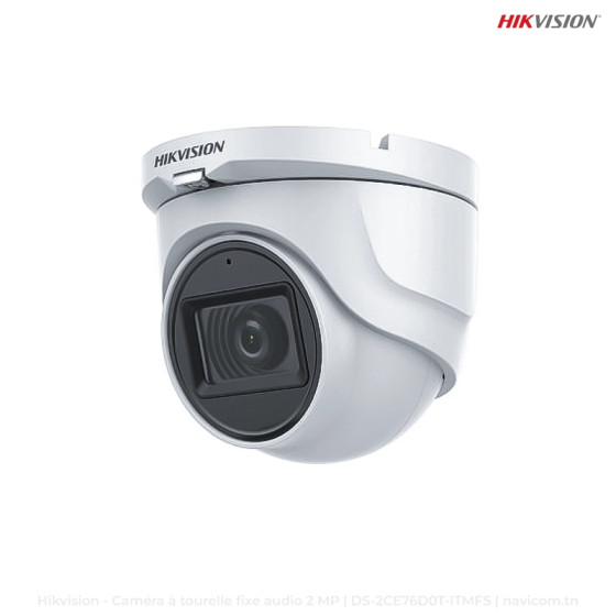 Caméra HIKVISION Interne Fixed Turret 2MP,IP67, IR30m, build-in mic 12M (DS-2CE76D0T-ITMFS)