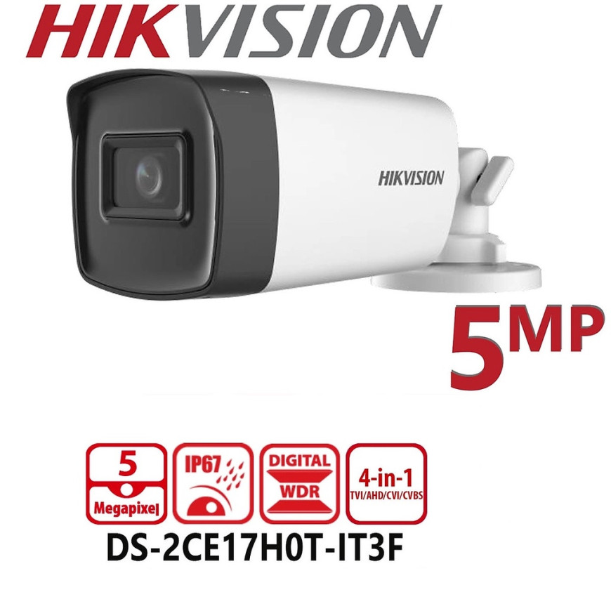 Caméra HIKVISION Externe Fixed Bullet 5MP,IP67, IR40m 12M (DS-2CE17H0T-IT3F(C))
