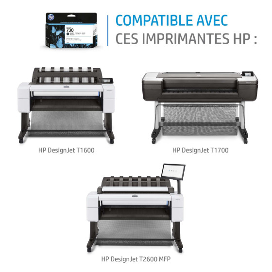 Cartouche d'encre HP 730 noir mat 300 ml - HP d'origine (P2V71A)