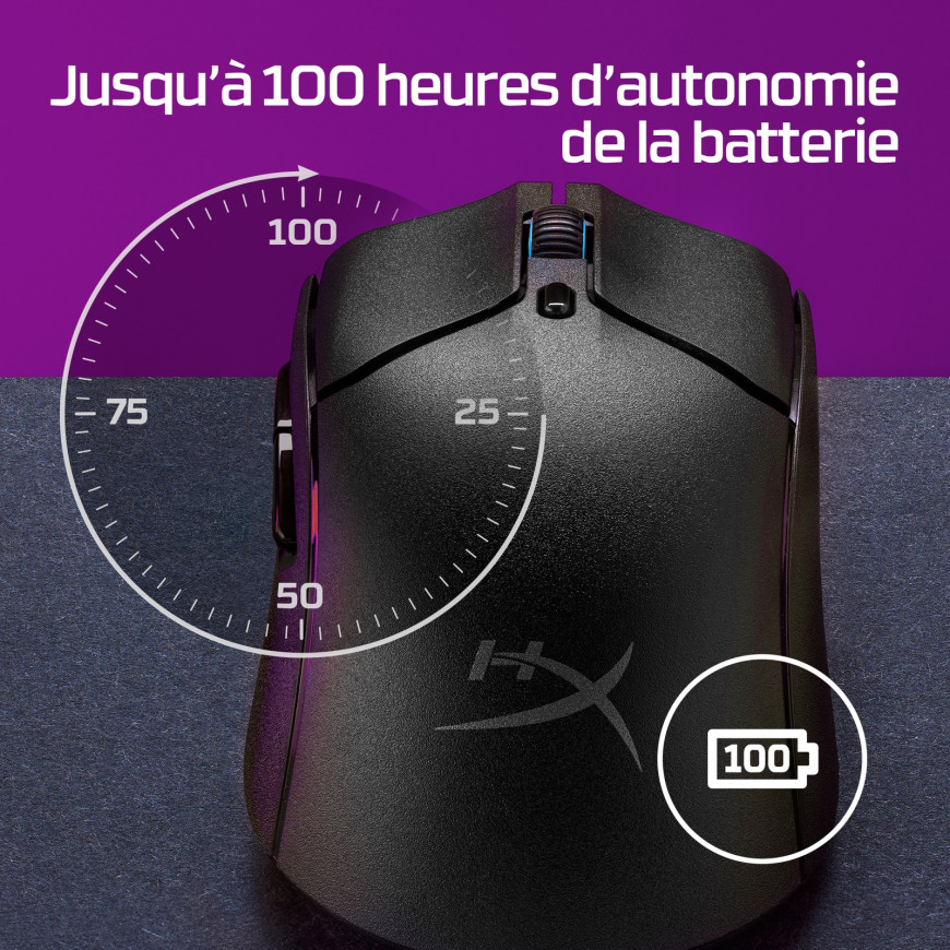 Souris de jeu sans fil Bluetooth HyperX Pulsefire Haste 2 (6N0B0AA)