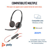 POLY Blackwire 3225 Stereo USB-C Headset +3.5mm Plug +USB-C/A Adapter (8X229AA)