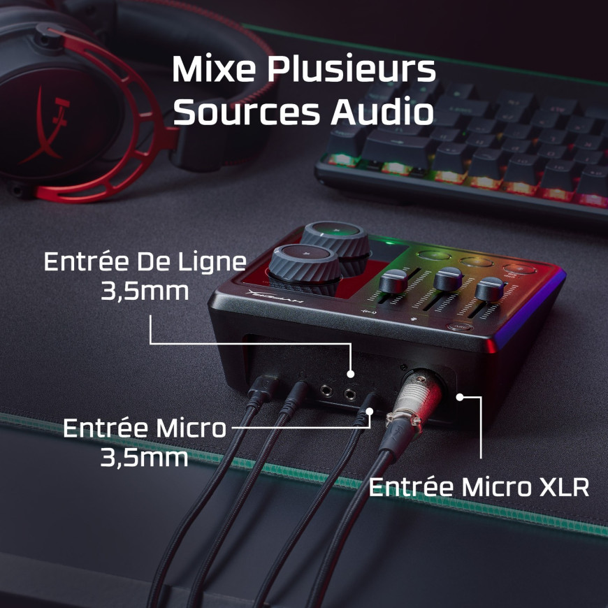 Mélangeur Audio HyperX Audio Mixer pour Streaming et Création (73C12AA)