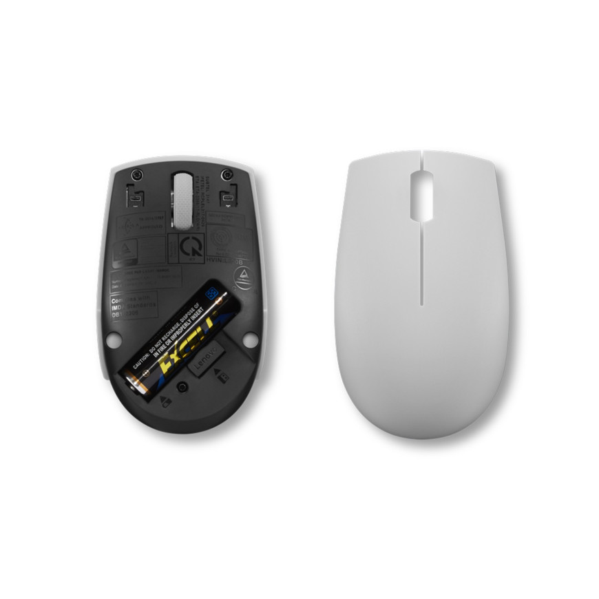Souris Lenovo compacte sans fil 300 - Arctic Grey, avec batterie (GY51L15678)