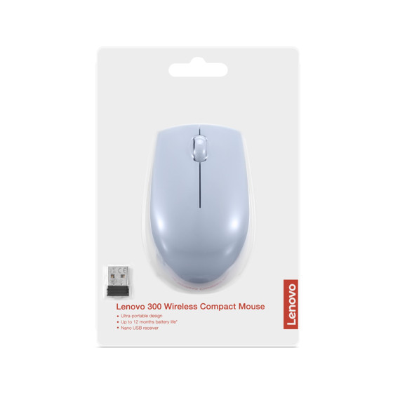 Souris Lenovo compacte sans fil 300 - Frost Blue, avec batterie (GY51L15679)