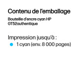 Bouteille d'encre compatible HP GT51/GT52 cyan (M0H54AE)