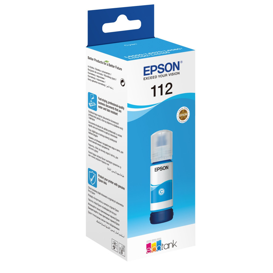 Bouteille d'encre Epson 112 cyan - Epson EcoTank d'origine (C13T06C24A)