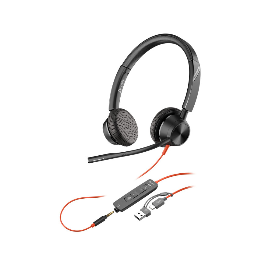 Micro-Casque Poly Blackwire 3325 USB-C Stéréo avec Jack 3,5 mm (8X221AA)