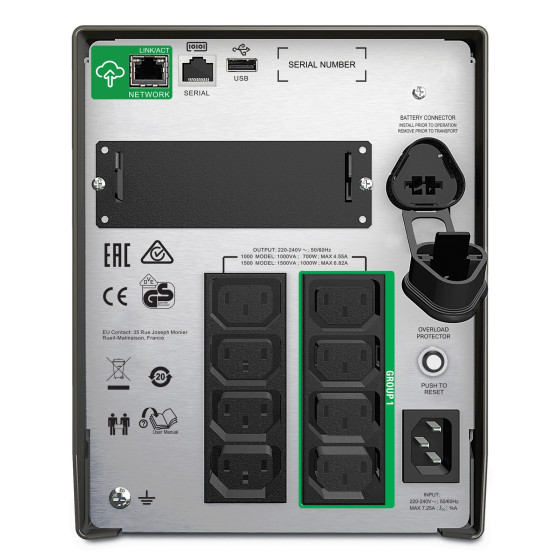 Onduleur Apc SMT1500IC Alimentation D'energie Non Interruptible Interactivite de Ligne 1,5 KVA 1000 W 8 Sortie(s) CA