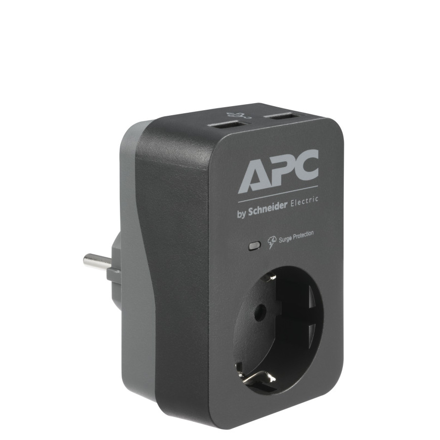 APC Essential SurgeArrest 1 Outlet 2 USB Ports Black 230V Germany