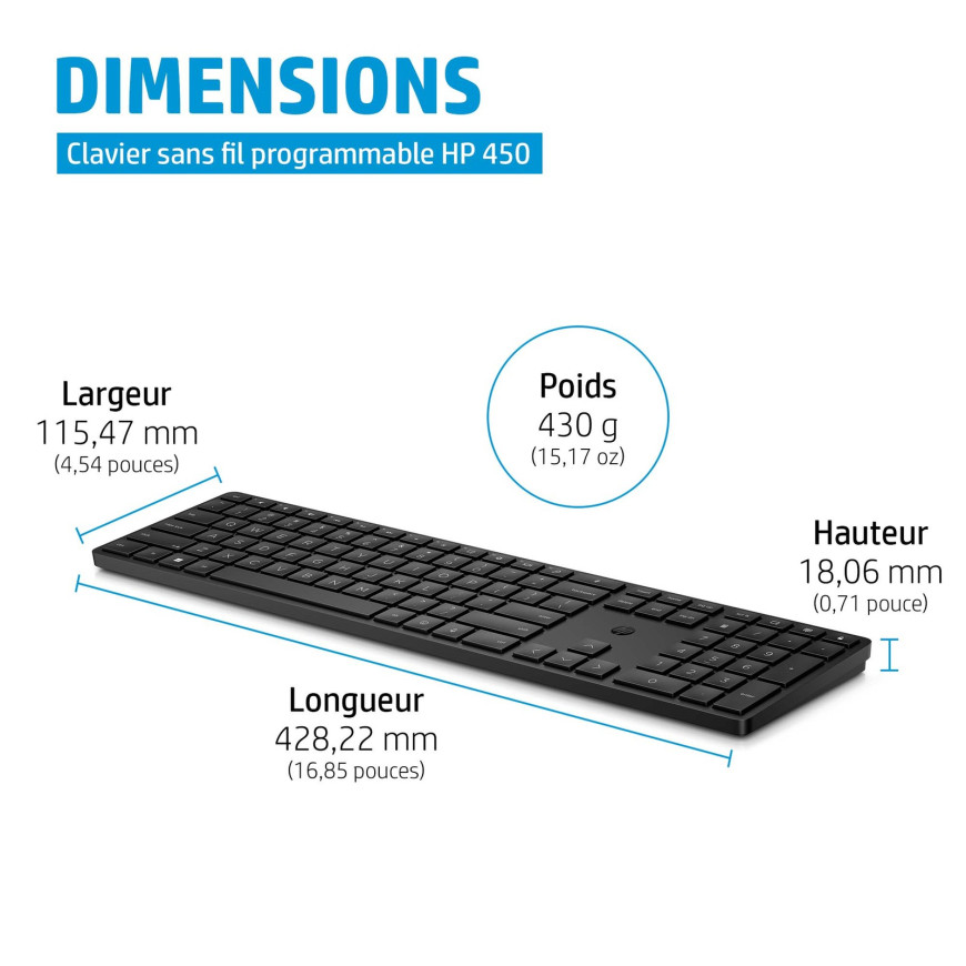 HP 450 blk programmable Wireless keyboard FR