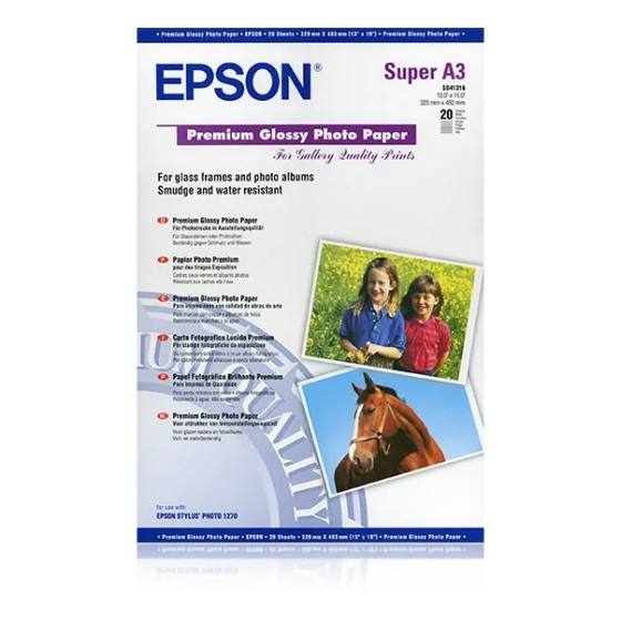 Epson Pap Photo Premium Glacé A3+ – Papier photo de qualité supérieure (C13S041316)