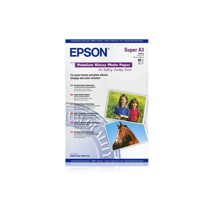 Epson Pap Photo Premium Glacé A3+ – Papier photo de qualité supérieure (C13S041316)