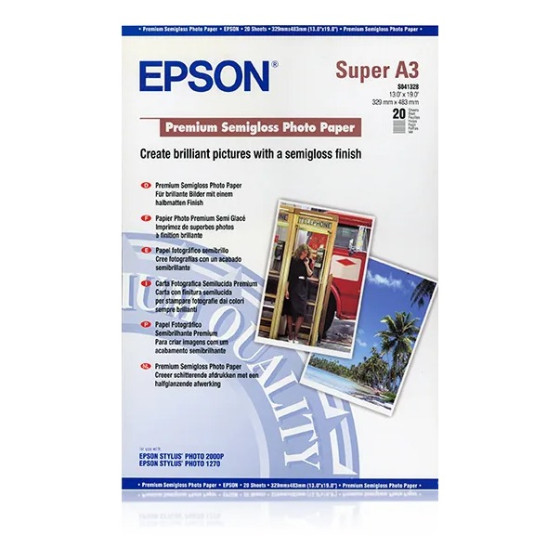 Epson Premium Semi Glacé A3+ – Papier photo semi-glacé (C13S041328)