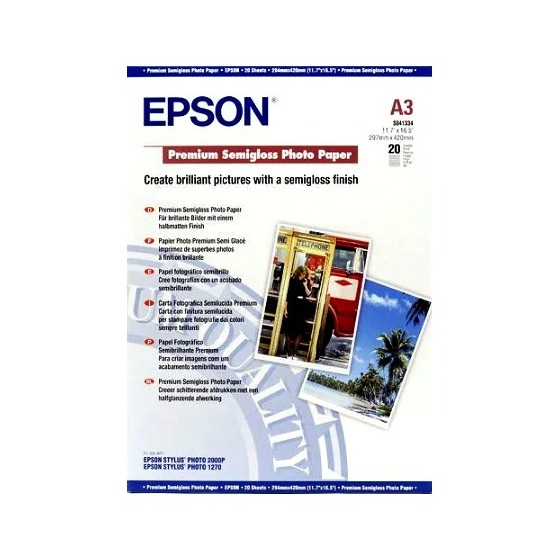 Epson Pap Photo Premium Semi Glacé A3 – Papier photo de qualité supérieure (C13S041334)