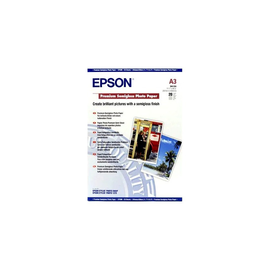 Epson Pap Photo Premium Semi Glacé A3 – Papier photo de qualité supérieure (C13S041334)
