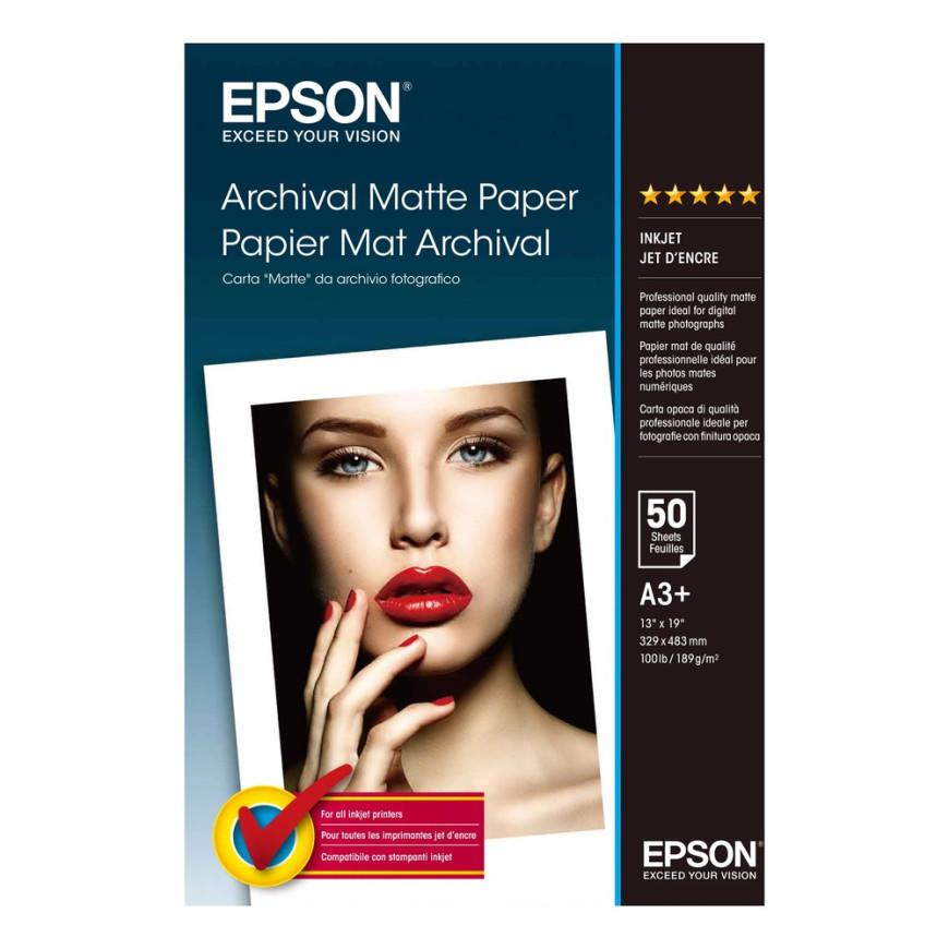 Epson Pap Mat Archival A3+ – Papier mat pour impression photo (C13S041340)